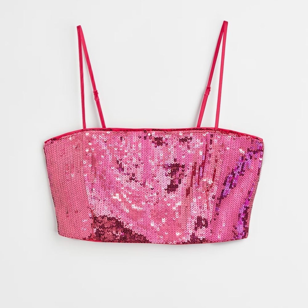 H&M Pink Sequin Crop Top